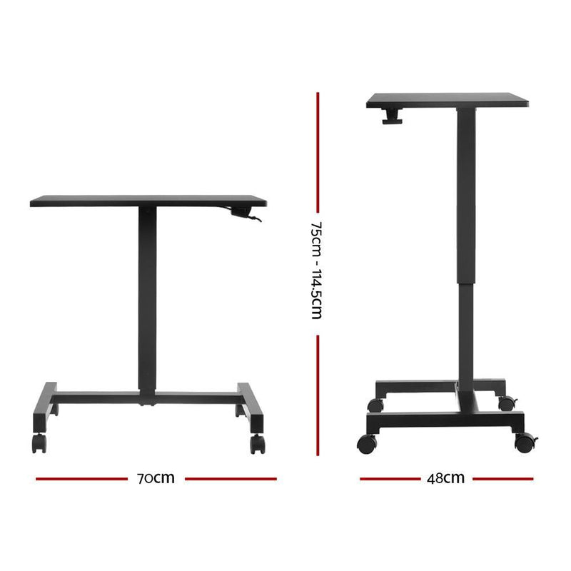 Artiss Mobile Height Adjustable Standing Desk Sit Stand Portable Computer Laptop Bar Table Gas Lift Black