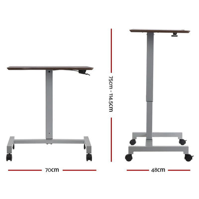 Artiss Mobile Height Adjustable Standing Desk Sit Stand Portable Computer Laptop Bar Table Gas Lift Grey