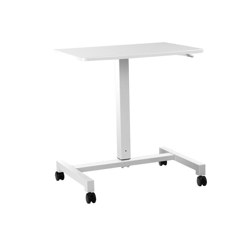 Artiss Mobile Height Adjustable Standing Desk Sit Stand Portable Computer Laptop Bar Table Gas Lift White