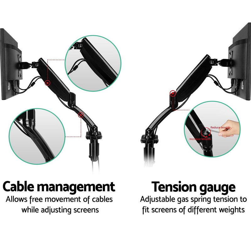 Artiss Monitor Arm Mount Single Gas Black Payday Deals