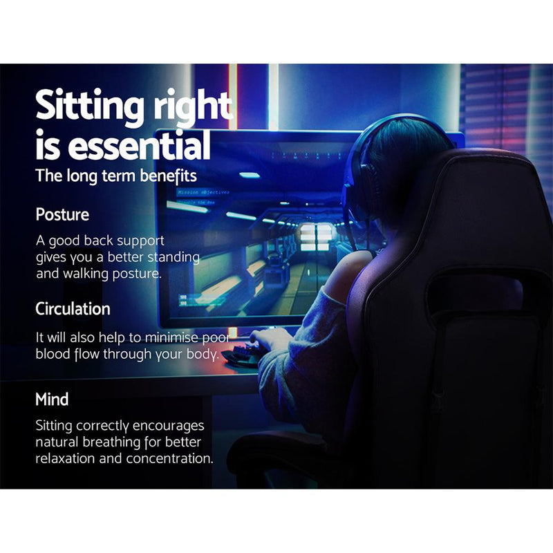 Artiss Office Chair Computer Desk Gaming Chair Study Home Work Recliner Black Blue Payday Deals