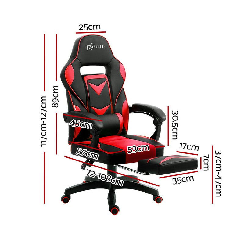 Artiss Office Chair Computer Desk Gaming Chair Study Home Work Recliner Black Red Payday Deals