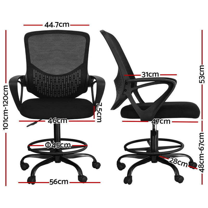 Artiss Office Chair Drafting Stool Computer Standing Desk Mesh Chairs Black Payday Deals