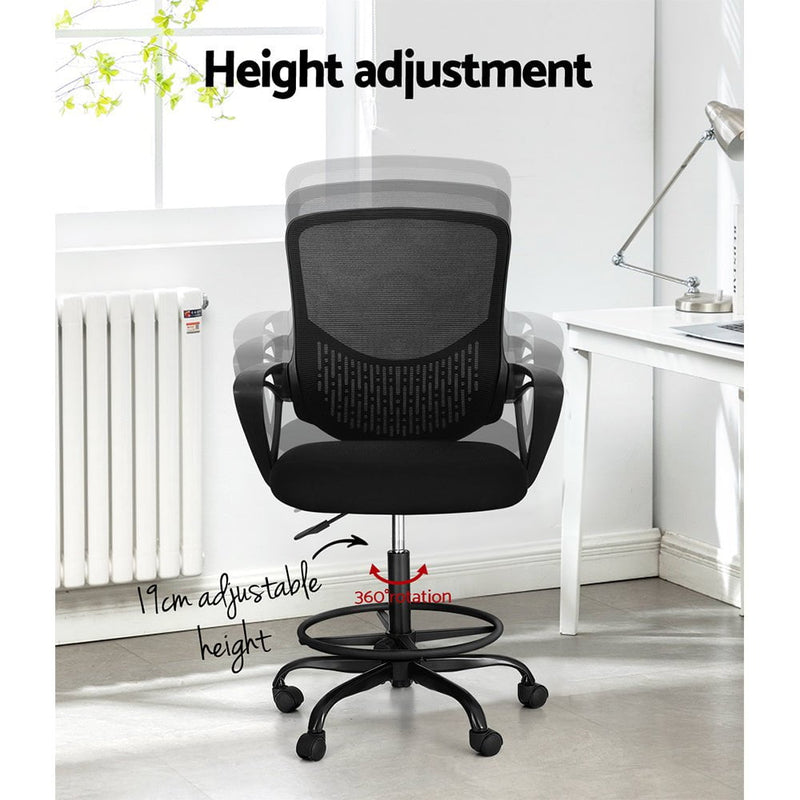 Artiss Office Chair Drafting Stool Computer Standing Desk Mesh Chairs Black Payday Deals