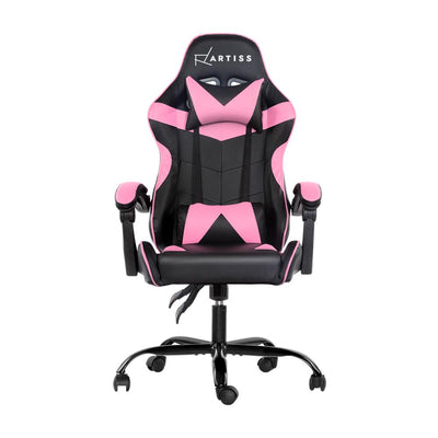 Artiss Office Chair Gaming Chair Computer Chairs Recliner PU Leather Seat Armrest Black Pink Payday Deals