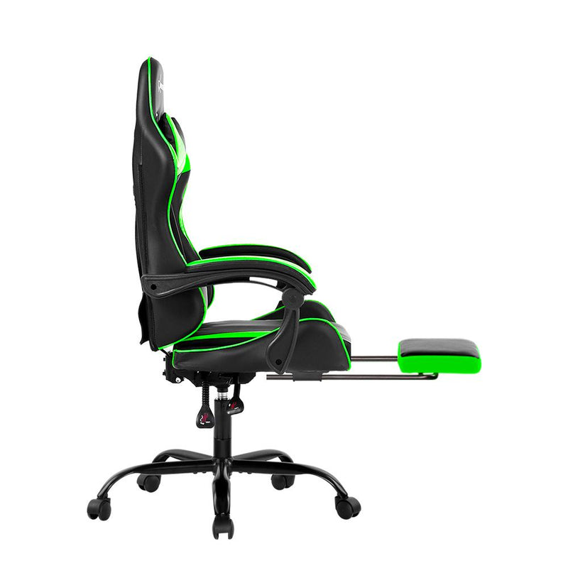 Artiss Office Chair Gaming Chair Computer Chairs Recliner PU Leather Seat Armrest Footrest Black Green Payday Deals