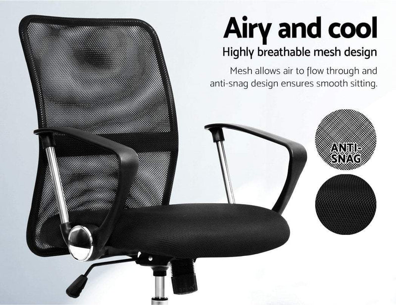 Artiss Office Chair Gaming Chair Computer Mesh Chairs Executive Mid Back Black Payday Deals