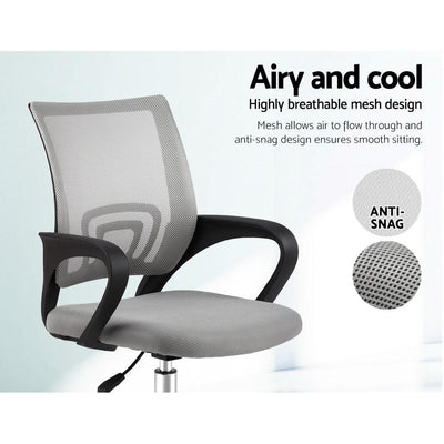 Artiss Office Chair Gaming Chair Computer Mesh Chairs Executive Mid Back Grey Payday Deals