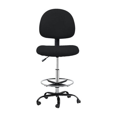 Artiss Office Chair Veer Drafting Stool Fabric Chairs Black Payday Deals