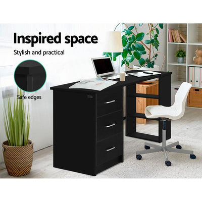 Artiss Office Computer Desk Student Study Table Workstation 3 Drawers 120cm Black Payday Deals