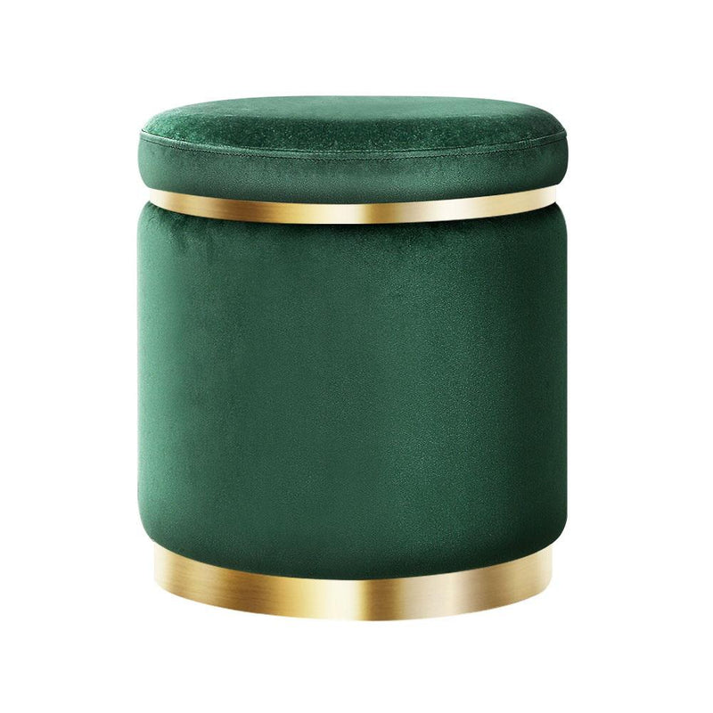 Artiss Ottoman Round Velvet Foot Stool Foot Rest Pouffe Padded Seat Pouf Green Payday Deals