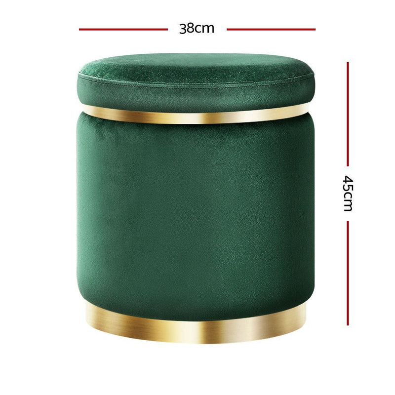 Artiss Ottoman Round Velvet Foot Stool Foot Rest Pouffe Padded Seat Pouf Green Payday Deals