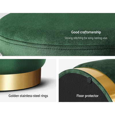 Artiss Ottoman Round Velvet Foot Stool Foot Rest Pouffe Padded Seat Pouf Green Payday Deals