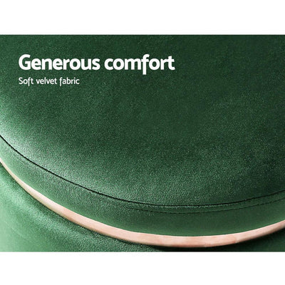 Artiss Ottoman Round Velvet Foot Stool Foot Rest Pouffe Padded Seat Pouf Green Payday Deals