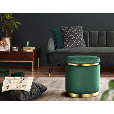 Artiss Ottoman Round Velvet Foot Stool Foot Rest Pouffe Padded Seat Pouf Green Payday Deals