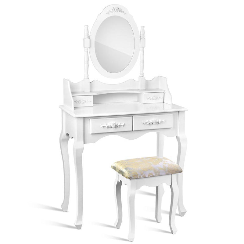 Artiss Provincial Dressing Table with Stool - White Payday Deals