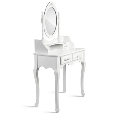 Artiss Provincial Dressing Table with Stool - White