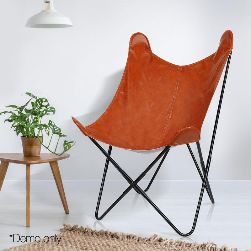 Artiss PU Leather Butterfly Chair - Brown