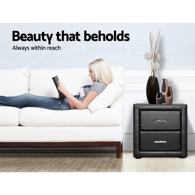 Artiss PVC Leather Bedside Table - Black Payday Deals