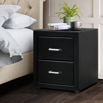 Artiss PVC Leather Bedside Table - Black Payday Deals