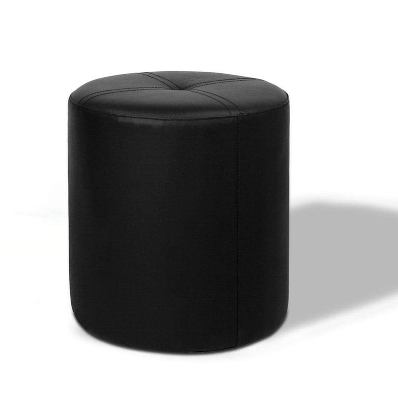 PVC Leather Round Ottoman - Black Payday Deals