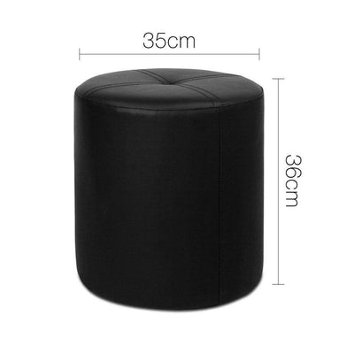 PVC Leather Round Ottoman - Black Payday Deals