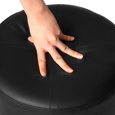 Artiss PVC Leather Round Ottoman - Black