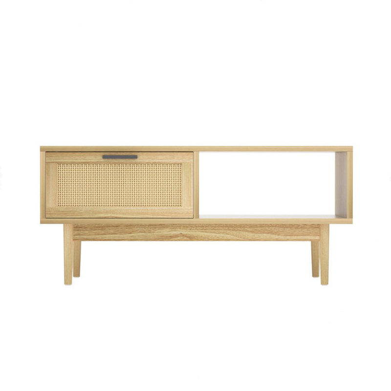 Artiss Rattan Coffee Table with Storage Drawers Shelf Modern Wooden Tables Payday Deals