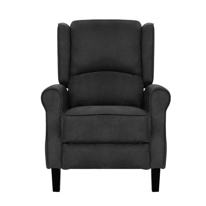 Artiss Recliner Chair Adjustable Sofa Lounge Soft Suede Armchair Couch Charcoal Payday Deals