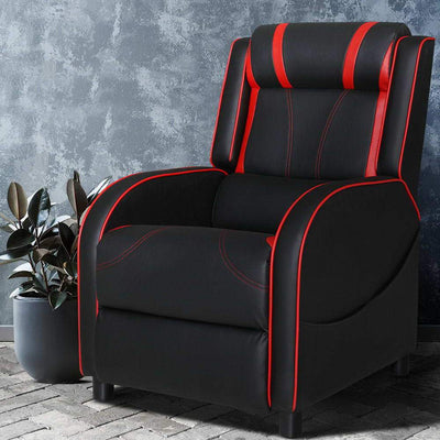 Artiss Recliner Chair Gaming Racing Armchair Lounge Sofa Chairs Leather Black Payday Deals