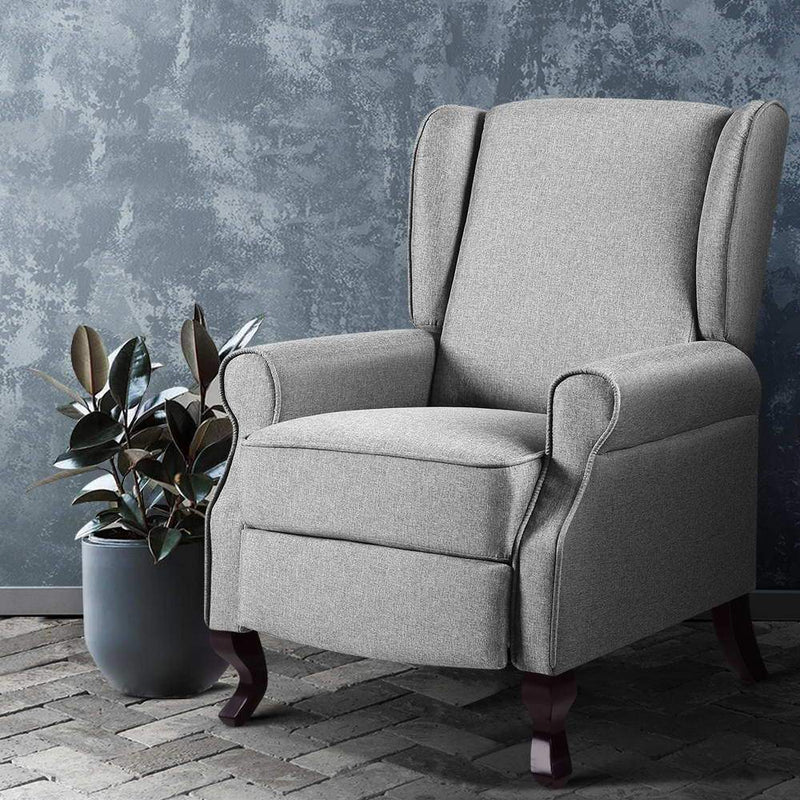 Artiss Recliner Chair Luxury Lounge Armchair Single Sofa Couch Fabric Grey Payday Deals