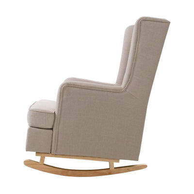 Artiss Rocking Armchair Feedining Chair Fabric Armchairs Lounge Recliner Beige Payday Deals