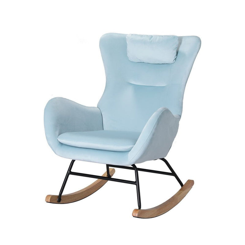 Artiss Rocking Chair Velvet Armchair Feeding Chair Blue Payday Deals