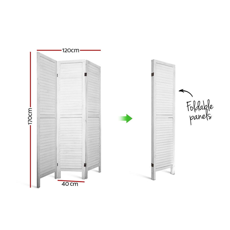 Artiss Room Divider Privacy Screen Foldable Partition Stand 3 Panel White Payday Deals