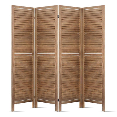 Artiss Room Divider Privacy Screen Foldable Partition Stand 4 Panel Brown Payday Deals