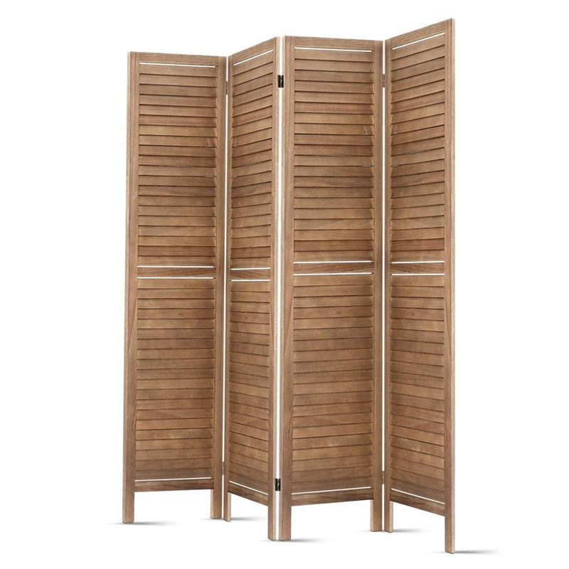 Artiss Room Divider Privacy Screen Foldable Partition Stand 4 Panel Brown Payday Deals