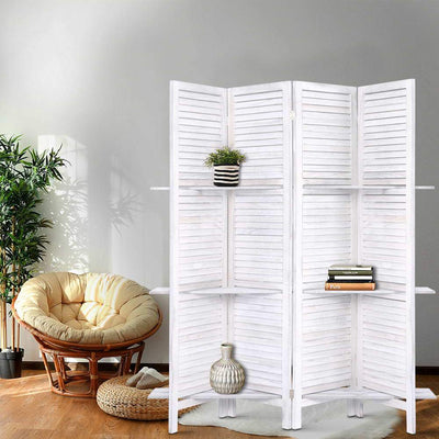 Artiss Room Divider Privacy Screen Foldable Partition Stand 4 Panel White Payday Deals