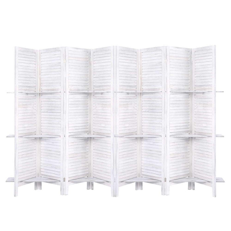 Artiss Room Divider Screen 8 Panel Privacy Foldable Dividers Timber Stand Shelf Payday Deals