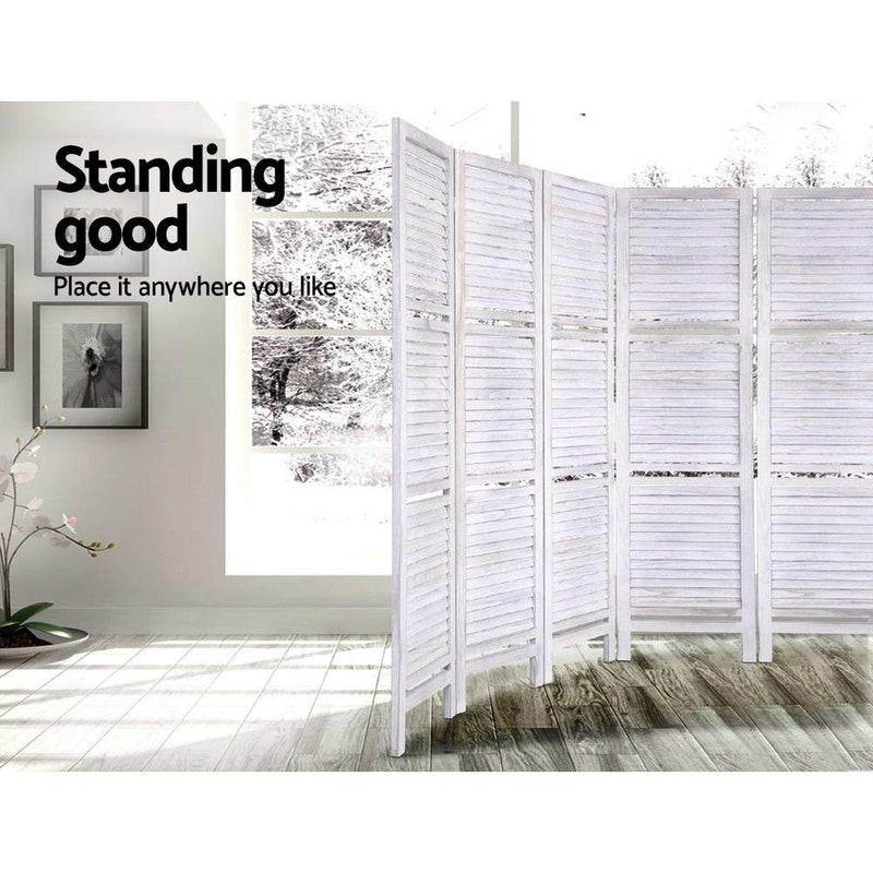 Artiss Room Divider Screen 8 Panel Privacy Foldable Dividers Timber Stand Shelf Payday Deals