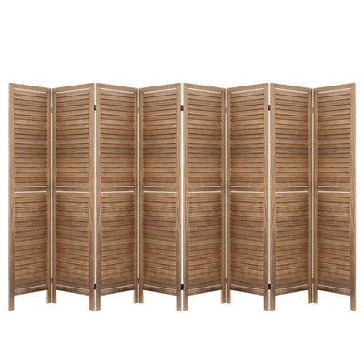 Artiss Room Divider Screen 8 Panel Privacy Wood Dividers Stand Bed Timber Brown Payday Deals