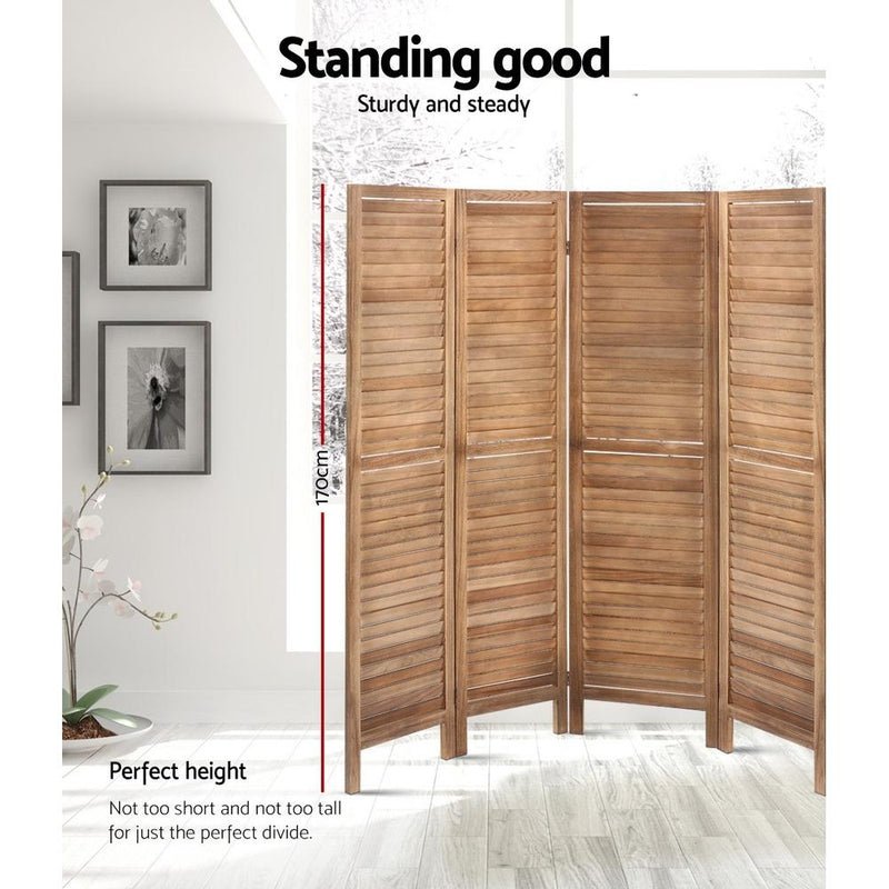 Artiss Room Divider Screen 8 Panel Privacy Wood Dividers Stand Bed Timber Brown Payday Deals