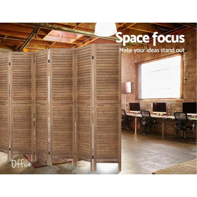 Artiss Room Divider Screen 8 Panel Privacy Wood Dividers Stand Bed Timber Brown Payday Deals