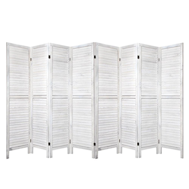 Artiss Room Divider Screen 8 Panel Privacy Wood Dividers Stand Bed Timber White Payday Deals