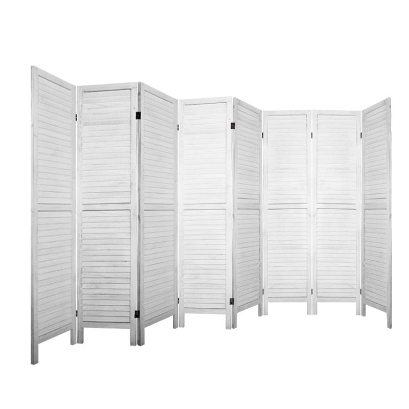 Artiss Room Divider Screen 8 Panel Privacy Wood Dividers Stand Bed Timber White Payday Deals