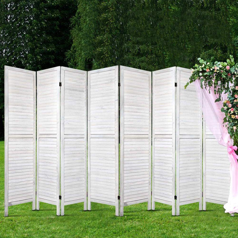 Artiss Room Divider Screen 8 Panel Privacy Wood Dividers Stand Bed Timber White Payday Deals