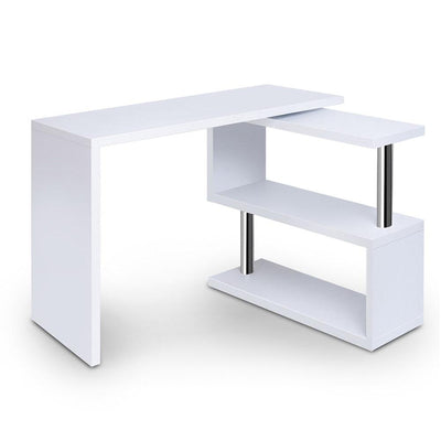 Artiss Rotary Corner Desk with Bookshelf - White Payday Deals