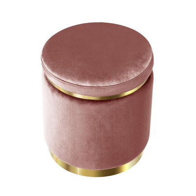 Artiss Round Velvet Foot Stool Ottoman Foot Rest Pouffe Padded Seat Pouf Pink Payday Deals