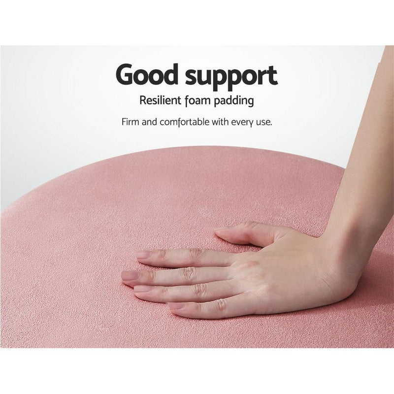 Artiss Round Velvet Foot Stool Ottoman Foot Rest Pouffe Padded Seat Pouf Pink Payday Deals