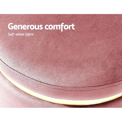 Artiss Round Velvet Foot Stool Ottoman Foot Rest Pouffe Padded Seat Pouf Pink Payday Deals