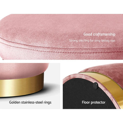 Artiss Round Velvet Foot Stool Storage Ottoman Foot Rest Pouffe Padded Seat Pink Payday Deals